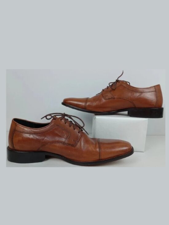 Johnson Murphy Mens 12M Brown Leather Novick Cap Oxford Lace Up Dress Shoes main image 14